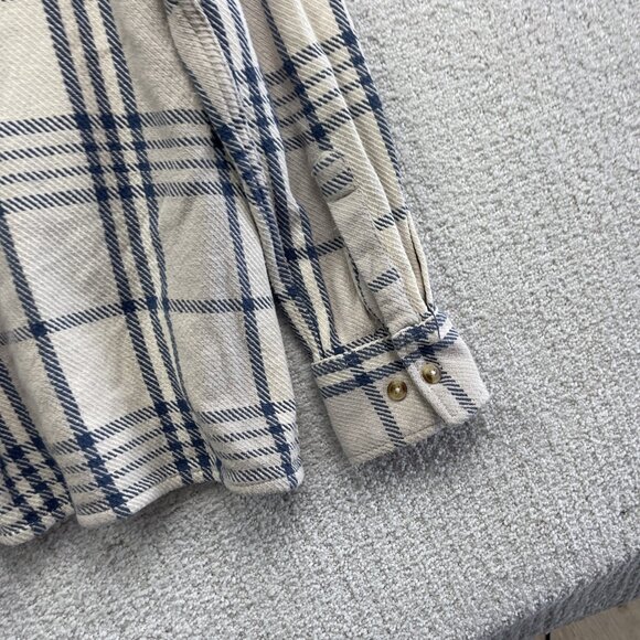 DJAB Simons Button Up Heavy Camp Overshirt Men Sz L Off-White / Blue Plaid Y2K - Picture 13 of 13